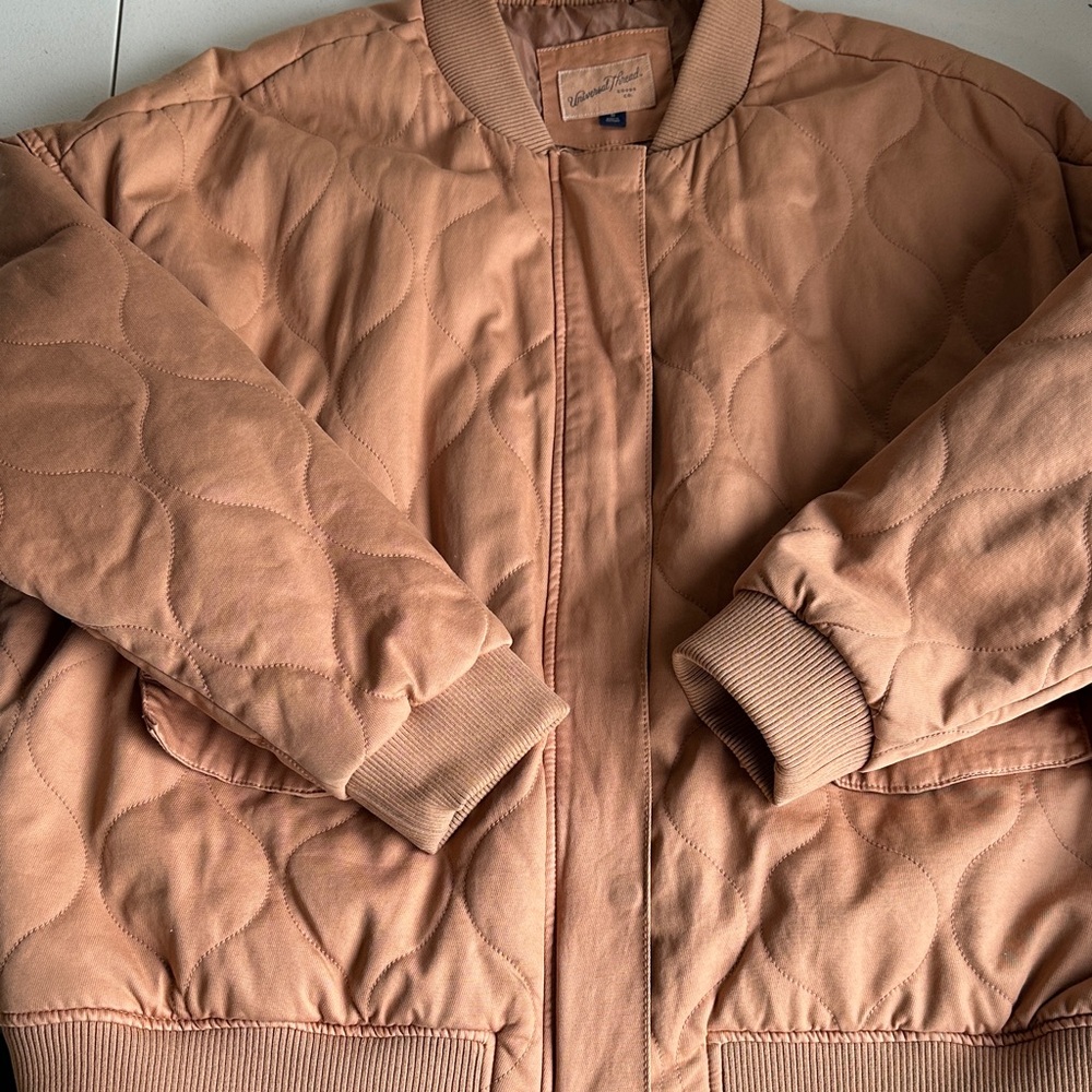 Universal Thread Quilted Brown Bomber Jacket - image 1